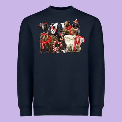 Christmas Bear Family Heavyweight Sweatshirt Designed By Lillyallendesigns