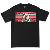 Black english bulldog floral license plate Premium Tee - Artiststas