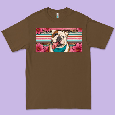 English Bulldog Floral License Plate Premium Tee Designed By Artiststas