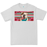 Dove Grey english bulldog floral license plate Premium Tee - Artiststas