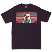 Plum english bulldog floral license plate Premium Tee - Artiststas