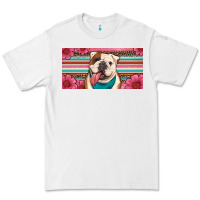 White english bulldog floral license plate Premium Tee - Artiststas