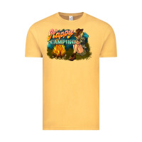 Vintage Mustard happy camping Vintage Tee - NancyCooperArtShop