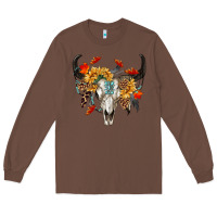Chestnut Fall Bull Skull Long Sleeve Tee - RanaPortraitStore