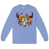Colony Blue Fall Bull Skull Long Sleeve Tee - RanaPortraitStore