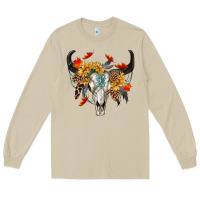 Mushroom Fall Bull Skull Long Sleeve Tee - RanaPortraitStore