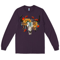Plum Fall Bull Skull Long Sleeve Tee - RanaPortraitStore