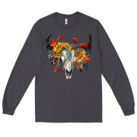 Smoke Fall Bull Skull Long Sleeve Tee - RanaPortraitStore