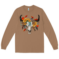 Toasted Coconut Fall Bull Skull Long Sleeve Tee - RanaPortraitStore