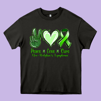 Peace Love Cure Non Hodgkin's Lymphoma Heavy Core Tee Designed By Jasminsmagicworld
