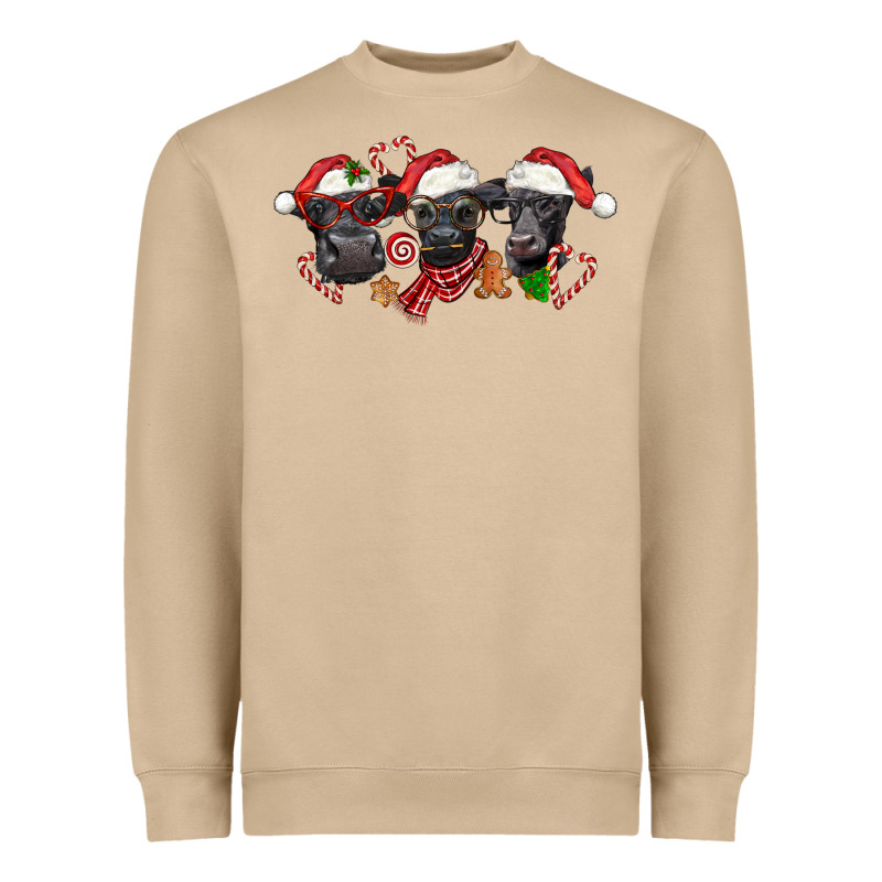 Christmas Black Angus Cows Heavyweight Sweatshirt by LillyAllenDesigns | Teevron
