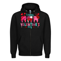 Black Happy Valentine's Day with teeth Valentine's Day Zipper Hoodie - HowdyJamesFarm