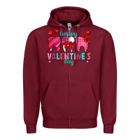 Burgundy Happy Valentine's Day with teeth Valentine's Day Zipper Hoodie - HowdyJamesFarm