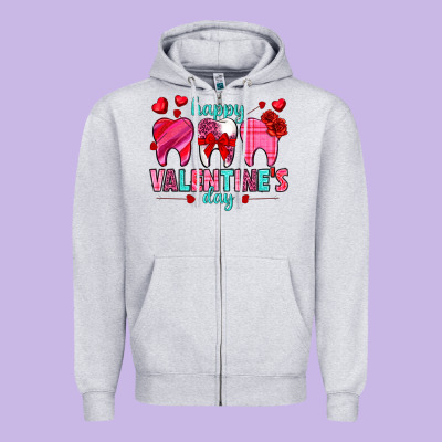 Happy Valentine's Day With Teeth Valentine's Day Zipper Hoodie Designed By Howdyjamesfarm