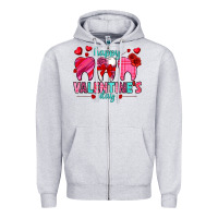 Heather Grey Happy Valentine's Day with teeth Valentine's Day Zipper Hoodie - HowdyJamesFarm