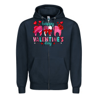 Navy Happy Valentine's Day with teeth Valentine's Day Zipper Hoodie - HowdyJamesFarm