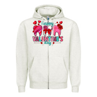 Oatmeal Heather Happy Valentine's Day with teeth Valentine's Day Zipper Hoodie - HowdyJamesFarm