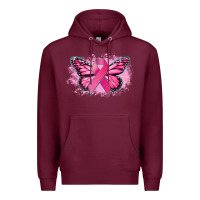 Burgundy Cancer ribbon butterfly Cancer Awareness Premium Hoodie - HowdyJamesFarm