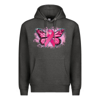Charcoal Heather Cancer ribbon butterfly Cancer Awareness Premium Hoodie - HowdyJamesFarm