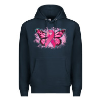 Navy Cancer ribbon butterfly Cancer Awareness Premium Hoodie - HowdyJamesFarm