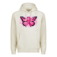 Oatmeal Heather Cancer ribbon butterfly Cancer Awareness Premium Hoodie - HowdyJamesFarm