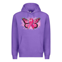 Purple Cancer ribbon butterfly Cancer Awareness Premium Hoodie - HowdyJamesFarm