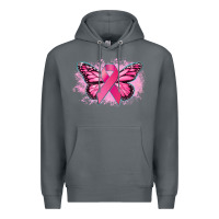 Rock Cancer ribbon butterfly Cancer Awareness Premium Hoodie - HowdyJamesFarm