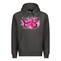 Smoke Cancer ribbon butterfly Cancer Awareness Premium Hoodie - HowdyJamesFarm