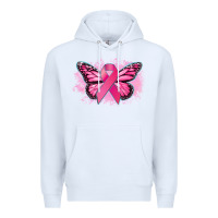 White Cancer ribbon butterfly Cancer Awareness Premium Hoodie - HowdyJamesFarm