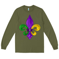 Army Green mardi gras fleur de lis Long Sleeve Tee - LillyAllenDesigns