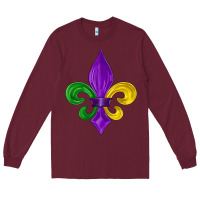Burgundy mardi gras fleur de lis Long Sleeve Tee - LillyAllenDesigns