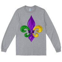 Heather Grey mardi gras fleur de lis Long Sleeve Tee - LillyAllenDesigns