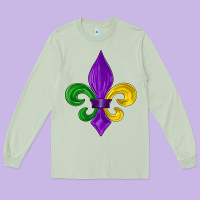 Mardi Gras Fleur De Lis Long Sleeve Tee Designed By Lillyallendesigns