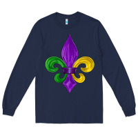 Navy mardi gras fleur de lis Long Sleeve Tee - LillyAllenDesigns