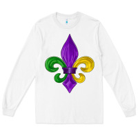 White mardi gras fleur de lis Long Sleeve Tee - LillyAllenDesigns