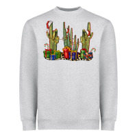 Heather Grey Christmas Cactus Heavyweight Sweatshirt - LillyAllenDesigns