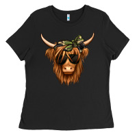 Black camouflage long haired cow Ladies Tee - Jasminsmagicworld