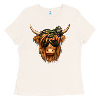 Bone camouflage long haired cow Ladies Tee - Jasminsmagicworld