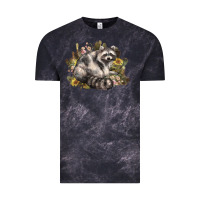 Cloud Black floral racoon western Vintage Tee - NancyCooperArtShop