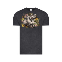 Vintage Black floral racoon western Vintage Tee - NancyCooperArtShop