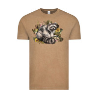 Vintage Coffee floral racoon western Vintage Tee - NancyCooperArtShop