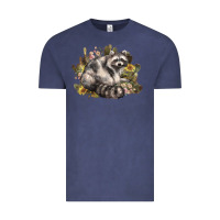 Vintage Denim floral racoon western Vintage Tee - NancyCooperArtShop