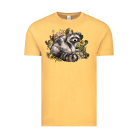Vintage Mustard floral racoon western Vintage Tee - NancyCooperArtShop
