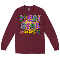 Burgundy mardi gras vibes Long Sleeve Tee - LillyAllenDesigns