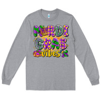 Heather Grey mardi gras vibes Long Sleeve Tee - LillyAllenDesigns