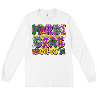 White mardi gras vibes Long Sleeve Tee - LillyAllenDesigns