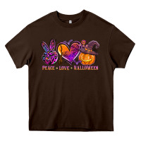 Chocolate Brown peace love halloween Heavy Core Tee - AdoDesignShop