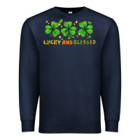 Navy St. Patrick's Day lucky and blessed Premium Sweatshirt - HowdyJamesFarm