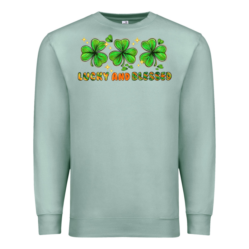 St. Patrick's Day Lucky And Blessed Premium Sweatshirt by HowdyJamesFarm | Teevron