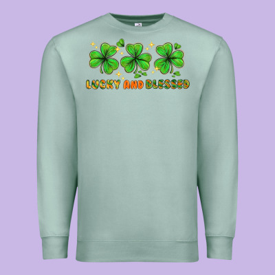 St. Patrick's Day Lucky And Blessed Premium Sweatshirt Designed By Howdyjamesfarm